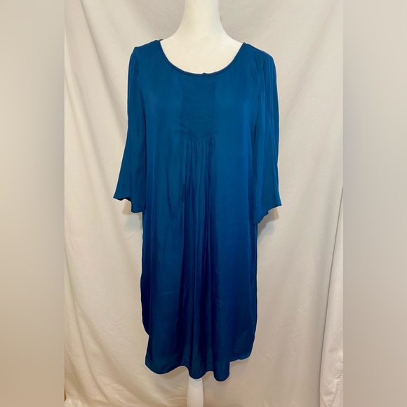Halston Navy Bell Sleeve Dress - Picture 1 of 7